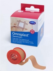 Пластырь фиксирующий, Omniplast (Омнипласт) р. 5смх5м 1 шт арт. 900664 из текстильной ткани телесный картонная упаковка с еврохолдером