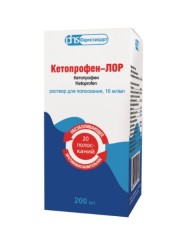 Кетопрофен-ЛОР, раствор для полоскания 16 мг/мл 200 мл 1 шт флакон